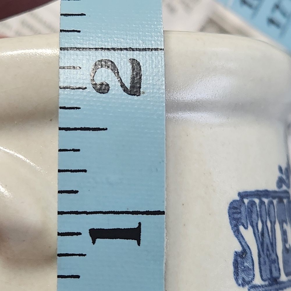 VTG *RARE* Mikasa Japan Stoneware Crock Set CREAMER & SWEETENER  Blue Typography - Picture 5 of 13